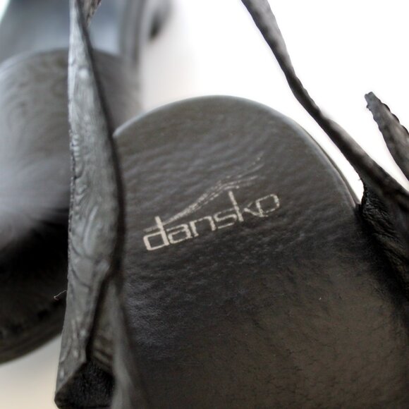Dansko | Shoes | Dansko Sam Black Tooled Leather Ankle Strap Sandals Clog Shoes - Picture 7 of 11
